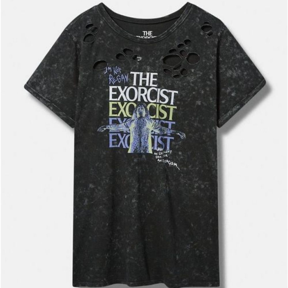 Torrid The Exorcist Relax Fit Cotton Distressed Tunic Tee